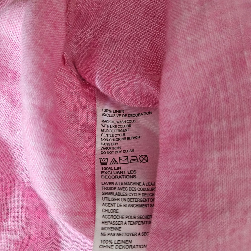 Tommy Bahama Pink Linen Embroidered Sequin V-Neck Tunic Blouse Mens Medium - Picture 3 of 6